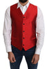 Red 100% Silk Formal Waist Coat Vest