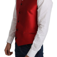 Red 100% Silk Formal Waist Coat Vest