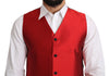 Red 100% Silk Formal Waist Coat Vest