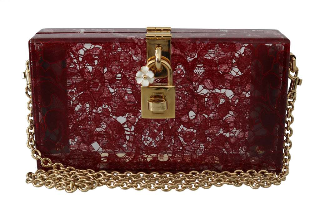 Dark Red Plexiglass Taormina Lace Clutch Borse Bag BOX