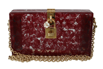 Dark Red Plexiglass Taormina Lace Clutch Borse Bag BOX