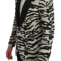 Black White Zebra Slim Fit Formal Blazer