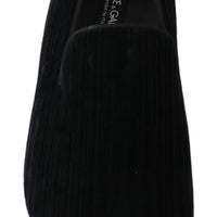 Black Velvet Flats Men Slippers Loafers Shoes