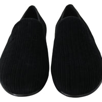 Black Velvet Flats Men Slippers Loafers Shoes