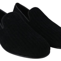 Black Velvet Flats Men Slippers Loafers Shoes