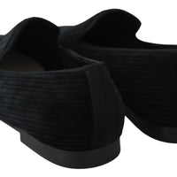 Black Velvet Flats Men Slippers Loafers Shoes