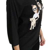 Black #dgfamily Top T-shirt Silk Blouse