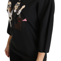 Black #dgfamily Top T-shirt Silk Blouse