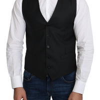 Gray Wool Elastan Formal Coat Vest