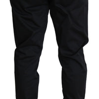 Black Cotton Stretch Jogging Trousers Pants