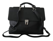 Black Messenger Shoulder Crossbody Leather Bag