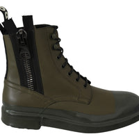 Green Leather Boots Zipper Mens Shoes