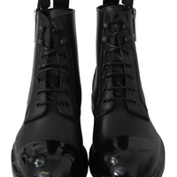 Black Leather Boots Zipper Mens Shoes
