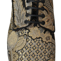 Black Gold Jacquard Dress Formal Mens Shoes