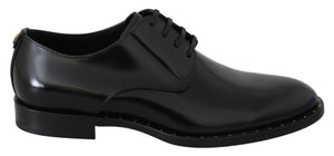 Black Leather Laceups Dress Formal Shoes