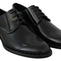 Black Leather Laceups Dress Formal Shoes