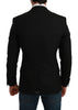 Black Stretch Slim Fit Jacket Wool Blazer