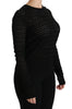 Black Crewneck Long Sleeve Top Blouse