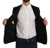 Black Stretch Slim Fit Jacket Wool Blazer