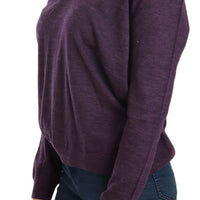 Purple V-neck Long Sleeve Pullover Top