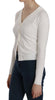 White V-neck Long Sleeve Cropped Cardigan Tops Sweater