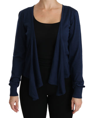 Blue Long Sleeve Cardigan Cashmere  Sweater