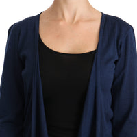 Blue Long Sleeve Cardigan Cashmere  Sweater