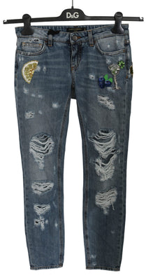 Blue Ripped PRETTY Trouser Cotton Jeans