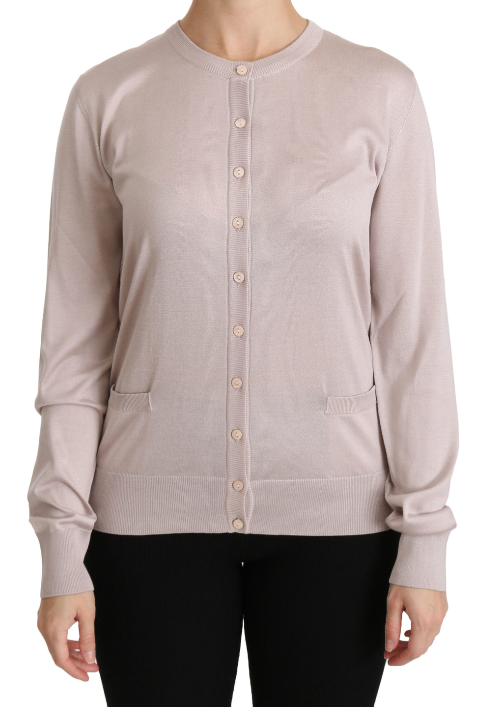 Silk Pink Long Sleeve Lace Top Sweater