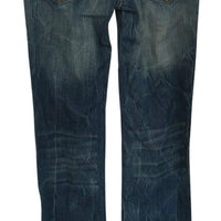 Blue Washed Low Waist Boot Cut Trouser Pant