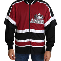 Red Black AMORE Sport Full Zipper Sweater