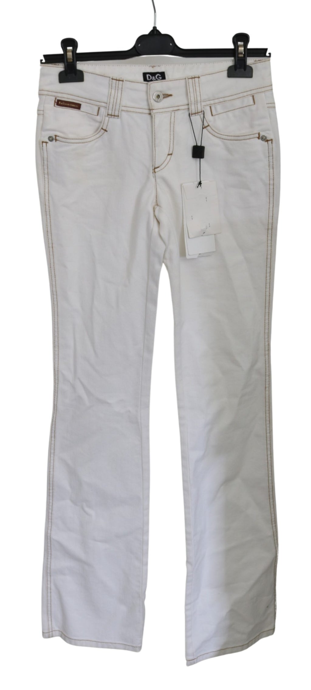 White Low Waist Boot Cut Cotton Jeans