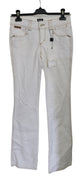 White Low Waist Boot Cut Cotton Jeans