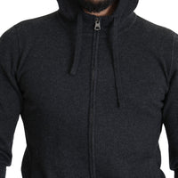 Gray Sweater Full Zipper Cashmere Hooded
