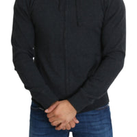 Gray Sweater Full Zipper Cashmere Hooded