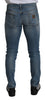 Blue Distressed Stretch Skinny Denim Jeans