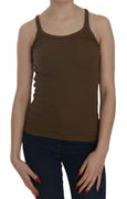 Brown Sleeveless Spaghetti Strap Blouse Top