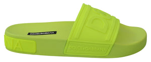 Green DG Logo Fluorescent Beach Slide Sandals