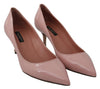 Nude Patent Leather Mid Pumps Shoes