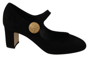 Black Suede Mary Janes Pumps Heels Shoes