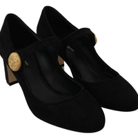Black Suede Mary Janes Pumps Heels Shoes