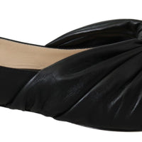 Annabell Black Leather Flat Shoes