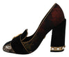 Black Floral Brocade DG Logo Pearl Pumps Shoes