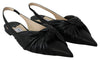 Annabell Black Leather Flat Shoes