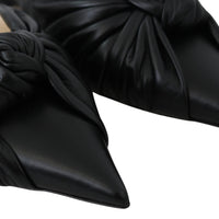 Annabell Black Leather Flat Shoes