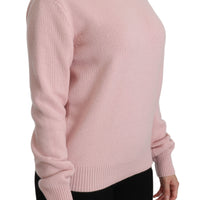 Pink Crew Neck Cashmere Pullover Sweater