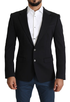 Black Single Breasted Cotton Coat Blazer