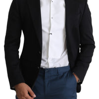 Black Single Breasted Cotton Coat Blazer