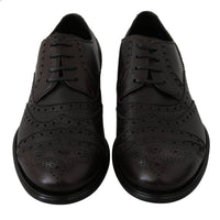 Brown Leather Brogue Derby Dress Shoes