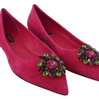 Pink Bellucci Suede Crystals Flats Shoes